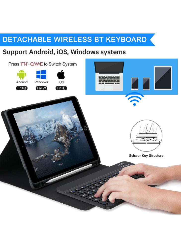 جراب جلدي Skin Touch لجهاز iPad Air 2/Air (2013)/iPad 9.7 بوصة (2018) (2017) مع حامل لوحة مفاتيح متوافق مع البلوتوث - أسود - Image 4